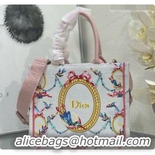 Good Looking Dior Qixi Small Dior Book Tote with Strap in Multicolor Dior Colibri Embroidery and Dior Médaillon D100728 