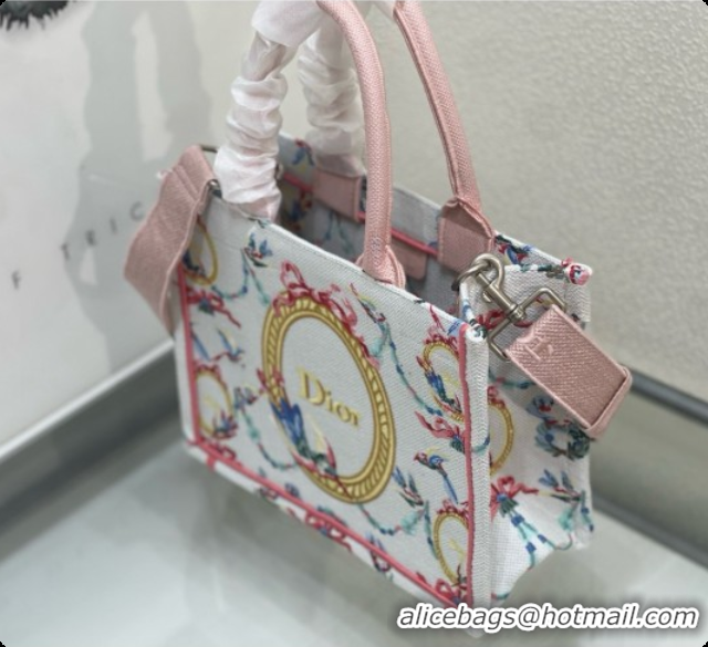 Good Looking Dior Qixi Small Dior Book Tote with Strap in Multicolor Dior Colibri Embroidery and Dior Médaillon D100728 