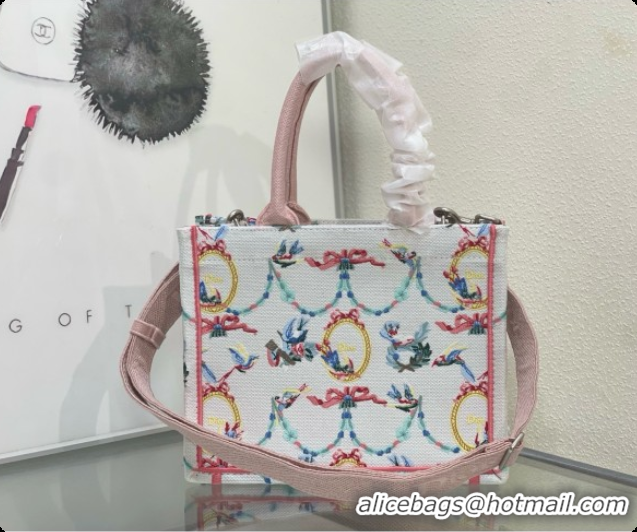 Good Looking Dior Qixi Small Dior Book Tote with Strap in Multicolor Dior Colibri Embroidery and Dior Médaillon D100728 