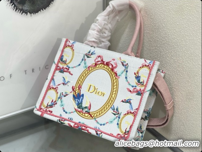 Good Looking Dior Qixi Small Dior Book Tote with Strap in Multicolor Dior Colibri Embroidery and Dior Médaillon D100728 