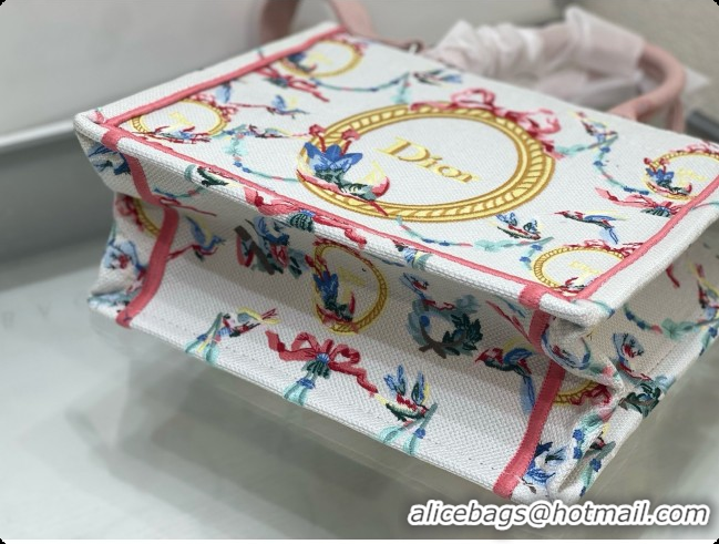 Good Looking Dior Qixi Small Dior Book Tote with Strap in Multicolor Dior Colibri Embroidery and Dior Médaillon D100728 