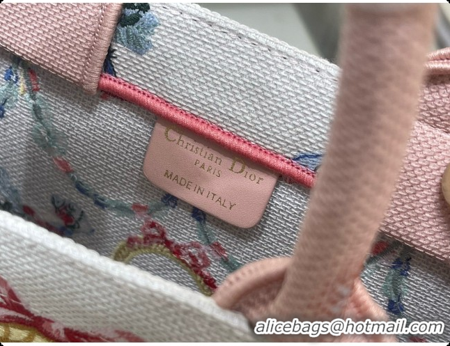 Good Looking Dior Qixi Small Dior Book Tote with Strap in Multicolor Dior Colibri Embroidery and Dior Médaillon D100728 
