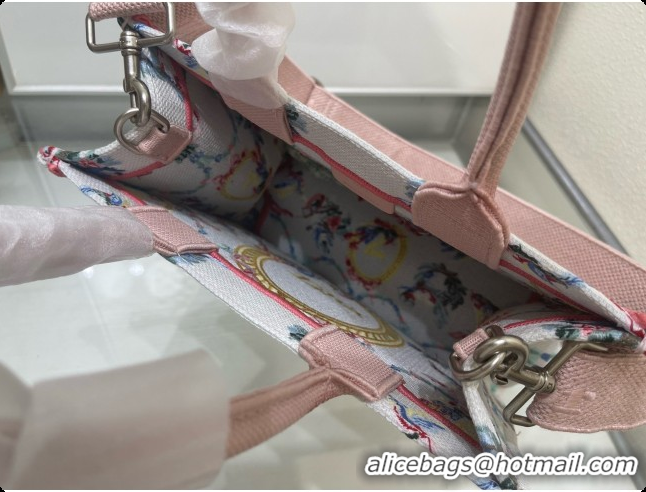 Good Looking Dior Qixi Small Dior Book Tote with Strap in Multicolor Dior Colibri Embroidery and Dior Médaillon D100728 