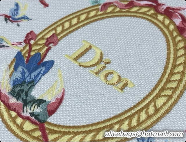 Good Looking Dior Qixi Small Dior Book Tote with Strap in Multicolor Dior Colibri Embroidery and Dior Médaillon D100728 
