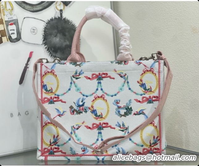 Best Product Dior Qixi Medium Dior Book Tote with Strap in Multicolor Dior Colibri Embroidery and Dior Médaillon D100727