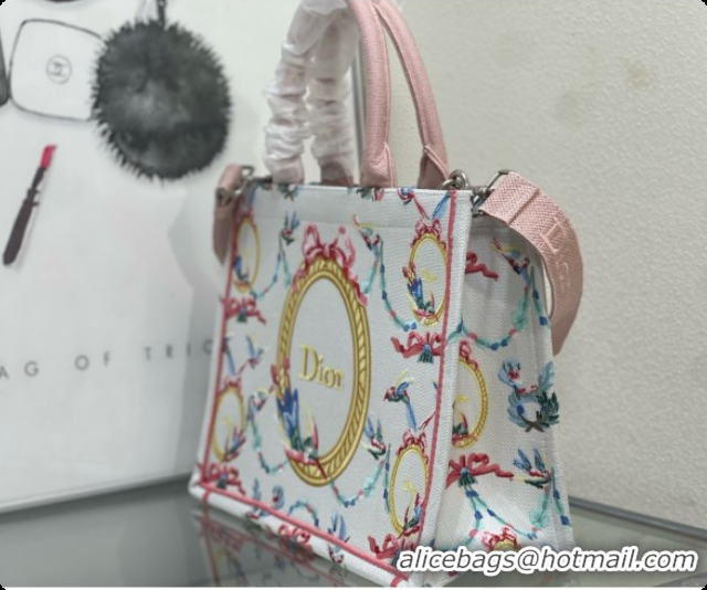 Best Product Dior Qixi Medium Dior Book Tote with Strap in Multicolor Dior Colibri Embroidery and Dior Médaillon D100727