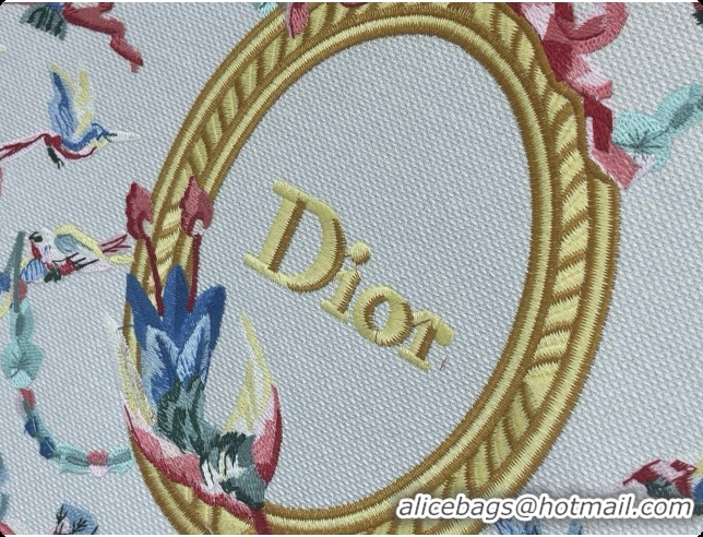 Best Product Dior Qixi Medium Dior Book Tote with Strap in Multicolor Dior Colibri Embroidery and Dior Médaillon D100727