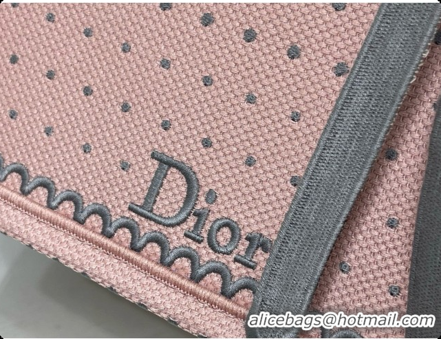 Best Price Charming Dior Small Dior Book Tote with Strap in Soupir Pink and Trianon Gray PolkaDior Embroidery D100729 20