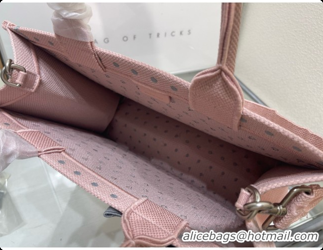 Popular Style Dior Medium Dior Book Tote with Strap in Soupir Pink and Trianon Gray PolkaDior Embroidery D100730 2026