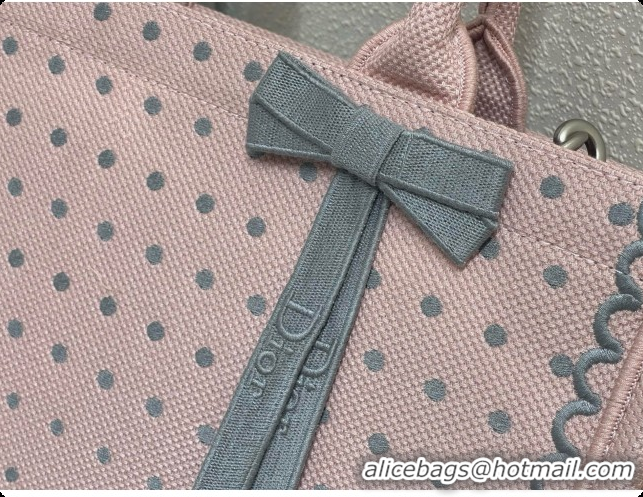 Popular Style Dior Medium Dior Book Tote with Strap in Soupir Pink and Trianon Gray PolkaDior Embroidery D100730 2026