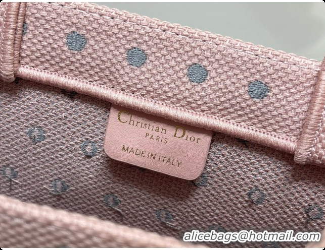 Popular Style Dior Medium Dior Book Tote with Strap in Soupir Pink and Trianon Gray PolkaDior Embroidery D100730 2026