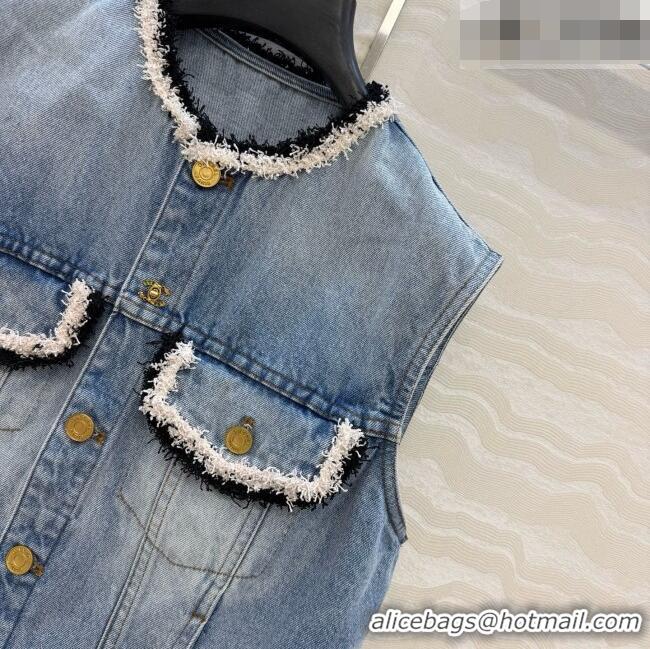 Classic Cheap Chanel Denim Vest CH093017 Blue 2026