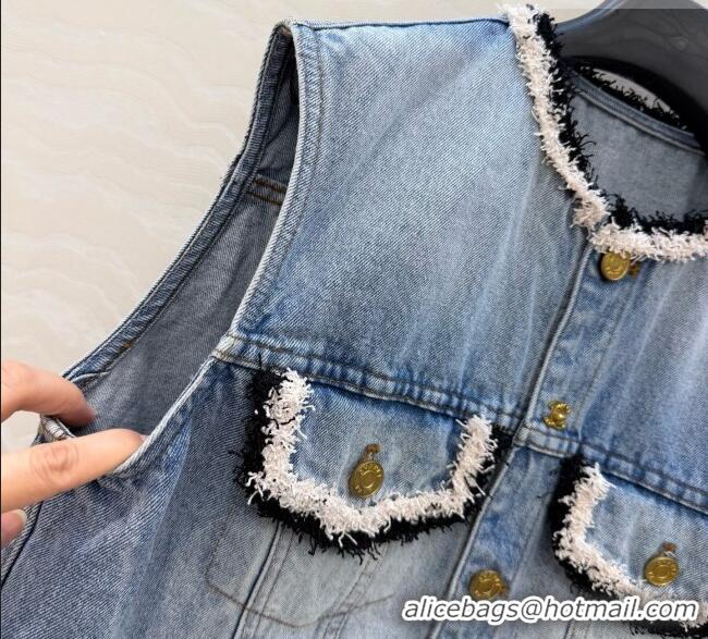 Classic Cheap Chanel Denim Vest CH093017 Blue 2026
