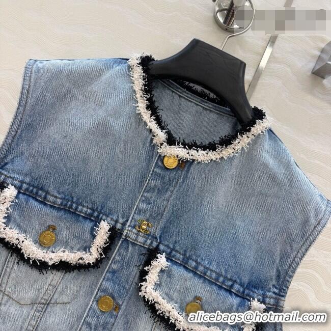 Classic Cheap Chanel Denim Vest CH093017 Blue 2026