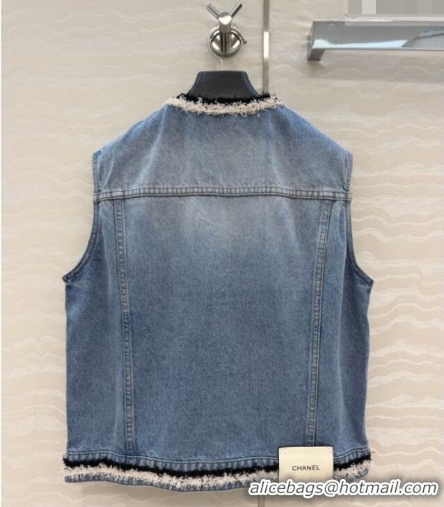 Classic Cheap Chanel Denim Vest CH093017 Blue 2026