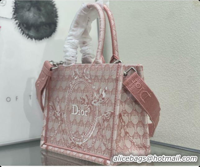 Comfortable Dior Qixi Small Dior Book Tote with Strap in Pink Dior Colibri Embroidery and Dior Médaillon D100731 2026