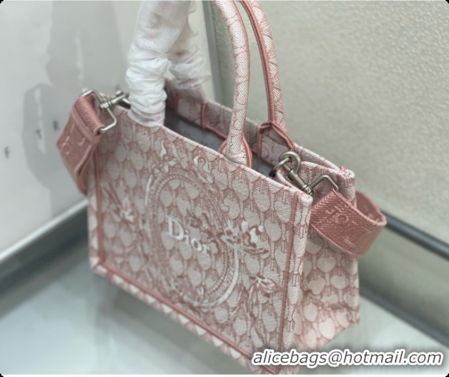 Comfortable Dior Qixi Small Dior Book Tote with Strap in Pink Dior Colibri Embroidery and Dior Médaillon D100731 2026