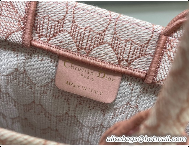 Comfortable Dior Qixi Small Dior Book Tote with Strap in Pink Dior Colibri Embroidery and Dior Médaillon D100731 2026