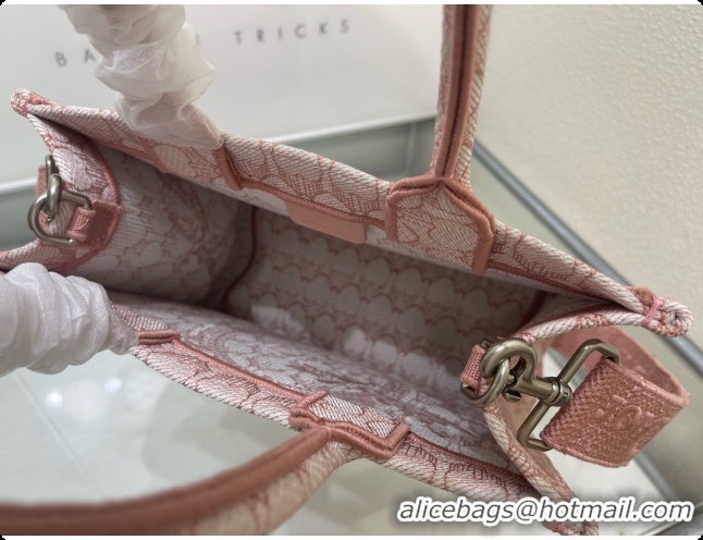 Comfortable Dior Qixi Small Dior Book Tote with Strap in Pink Dior Colibri Embroidery and Dior Médaillon D100731 2026