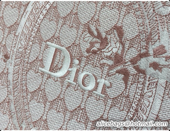 Luxurious Dior Qixi Medium Dior Book Tote with Strap in Pink Dior Colibri Embroidery and Dior Médaillon D100732 2026