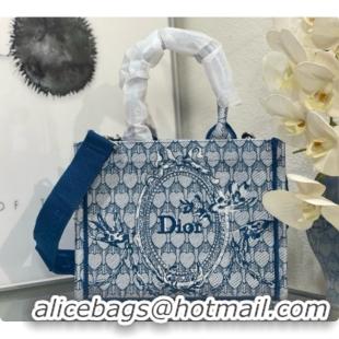 Purchase Dior Small Dior Book Tote with Strap in Blue Dior Colibri Embroidery and Dior Médaillon D100733 2026