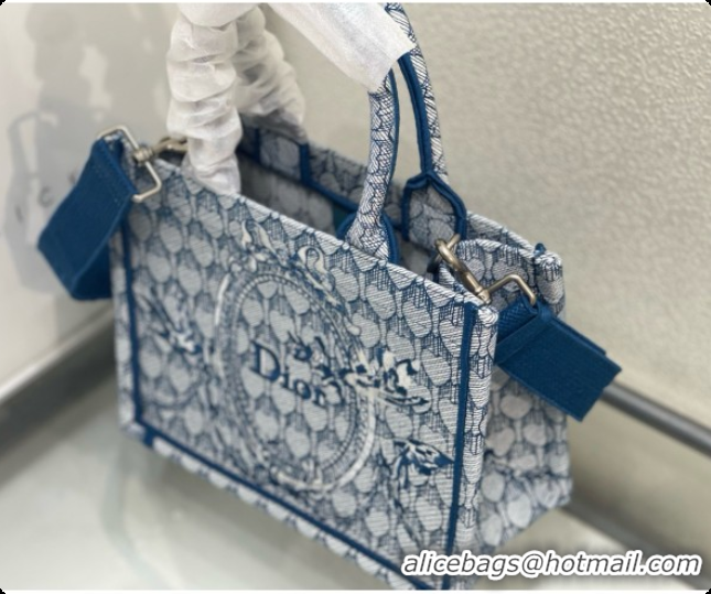 Purchase Dior Small Dior Book Tote with Strap in Blue Dior Colibri Embroidery and Dior Médaillon D100733 2026