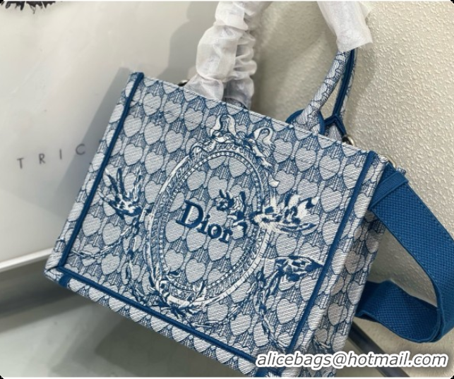 Purchase Dior Small Dior Book Tote with Strap in Blue Dior Colibri Embroidery and Dior Médaillon D100733 2026