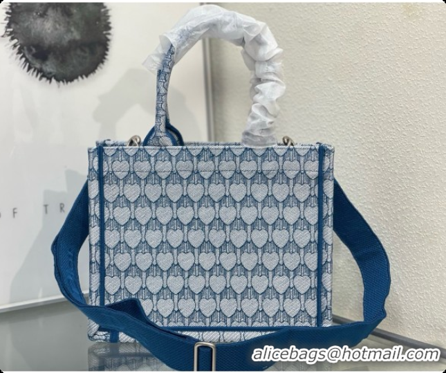 Purchase Dior Small Dior Book Tote with Strap in Blue Dior Colibri Embroidery and Dior Médaillon D100733 2026