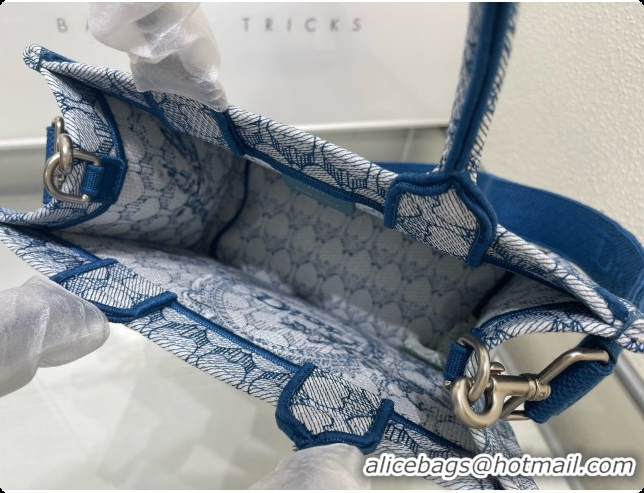 Purchase Dior Small Dior Book Tote with Strap in Blue Dior Colibri Embroidery and Dior Médaillon D100733 2026