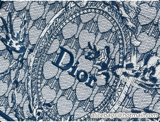 Purchase Dior Small Dior Book Tote with Strap in Blue Dior Colibri Embroidery and Dior Médaillon D100733 2026