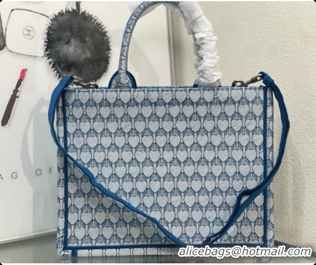 Low Price Dior Medium Dior Book Tote with Strap in Blue Dior Colibri Embroidery and Dior Médaillon D100734 2026