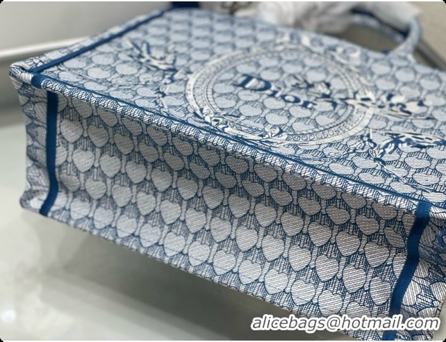 Low Price Dior Medium Dior Book Tote with Strap in Blue Dior Colibri Embroidery and Dior Médaillon D100734 2026