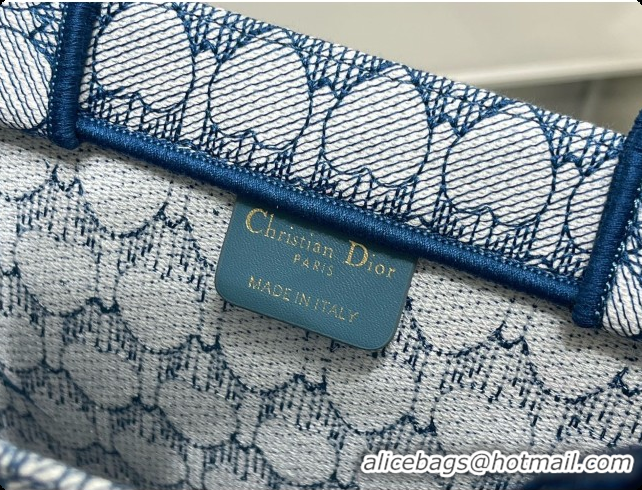 Low Price Dior Medium Dior Book Tote with Strap in Blue Dior Colibri Embroidery and Dior Médaillon D100734 2026
