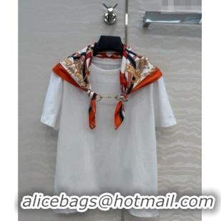 Top Design Hermes Cotton T-shirt with Scarf CH093021 White 2026