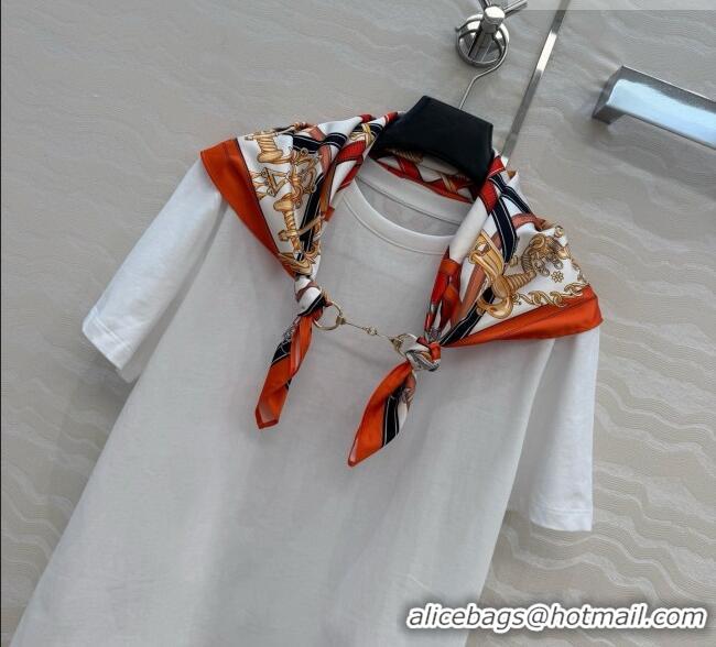 Top Design Hermes Cotton T-shirt with Scarf CH093021 White 2026
