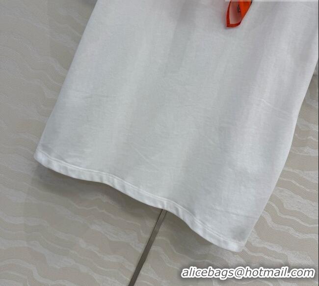 Top Design Hermes Cotton T-shirt with Scarf CH093021 White 2026