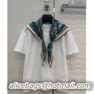 Spot Bulk Hermes Cotton T-shirt with Scarf CH093022 White 2026