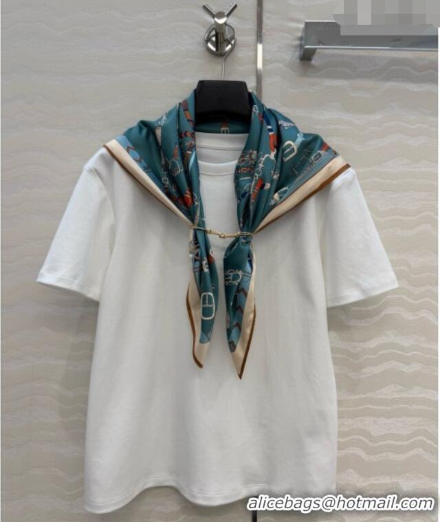 Spot Bulk Hermes Cotton T-shirt with Scarf CH093022 White 2026