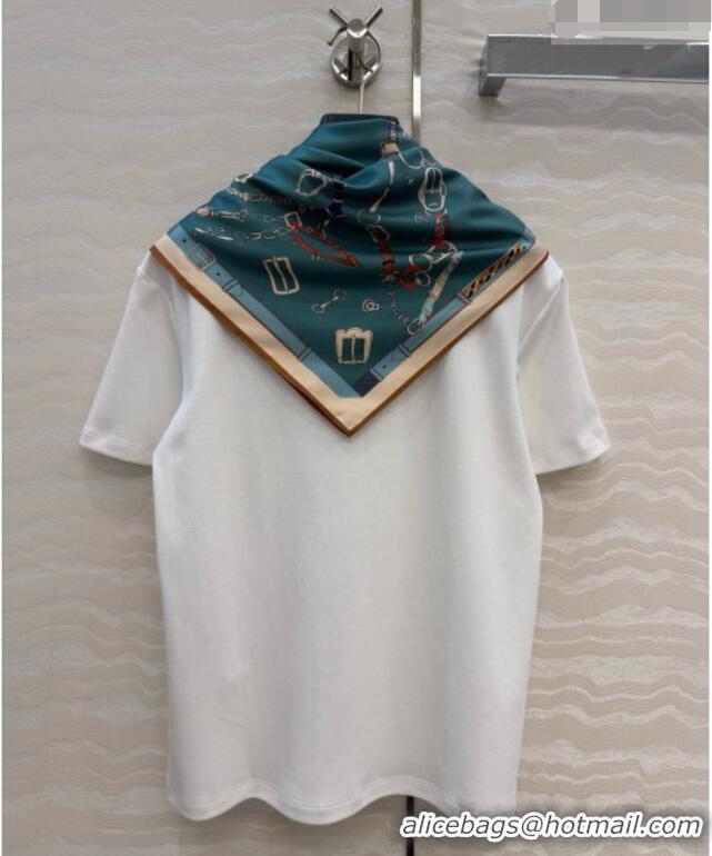 Spot Bulk Hermes Cotton T-shirt with Scarf CH093022 White 2026