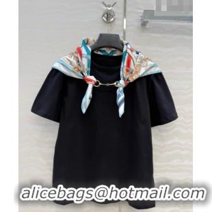 Top Grade Hermes Cotton T-shirt with Scarf CH093023 Black 2026