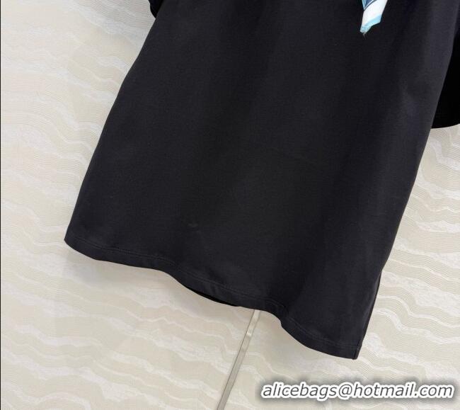 Top Grade Hermes Cotton T-shirt with Scarf CH093023 Black 2026