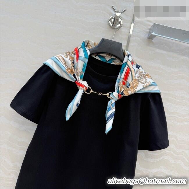 Top Grade Hermes Cotton T-shirt with Scarf CH093023 Black 2026