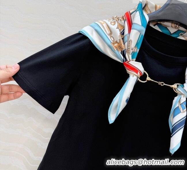 Top Grade Hermes Cotton T-shirt with Scarf CH093023 Black 2026