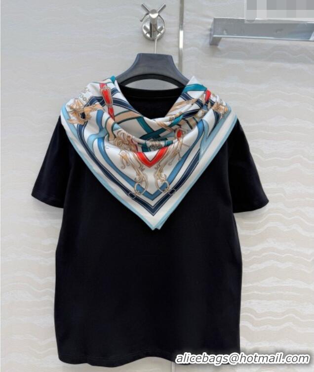 Top Grade Hermes Cotton T-shirt with Scarf CH093023 Black 2026