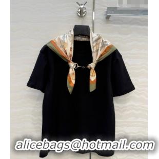 Grade Quality Hermes Cotton T-shirt with Scarf CH093024 Black 2026