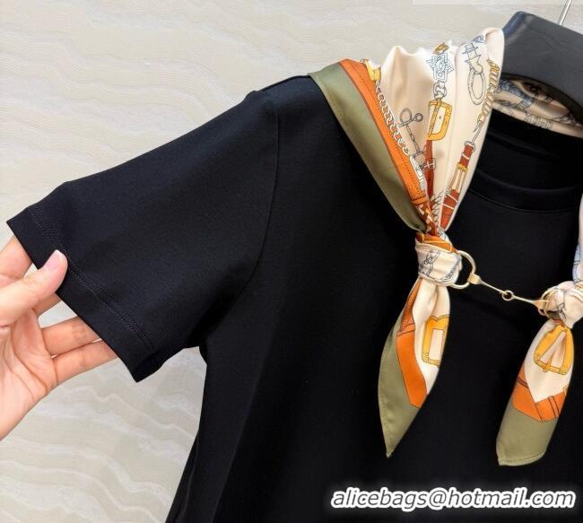 Grade Quality Hermes Cotton T-shirt with Scarf CH093024 Black 2026