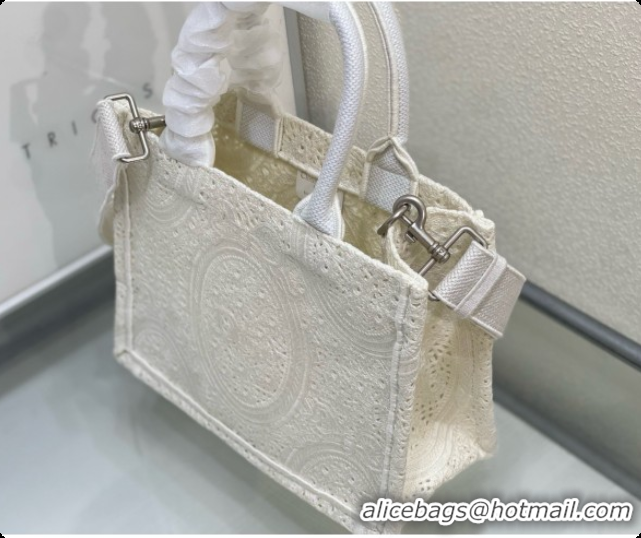 Grade Dior Small Dior Book Tote with Strap in Latte Embroidered Crochet with Dior Médaillon Signature D100736 2026