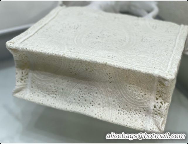 Grade Dior Small Dior Book Tote with Strap in Latte Embroidered Crochet with Dior Médaillon Signature D100736 2026