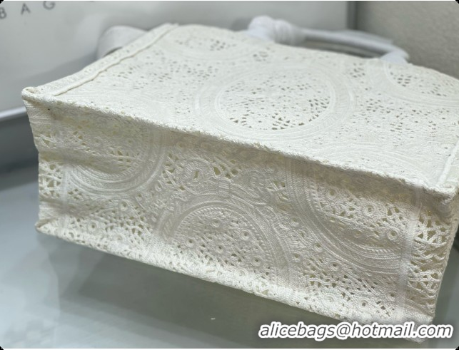 Most Popular Dior Medium Dior Book Tote with Strap Latte Embroidered Crochet with Dior Médaillon Signature D100735 2026