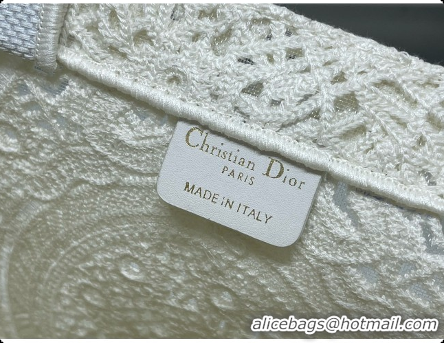 Most Popular Dior Medium Dior Book Tote with Strap Latte Embroidered Crochet with Dior Médaillon Signature D100735 2026